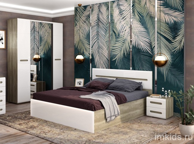 Кровать с реечным настилом Наоми КР-11 160х200, белый глянец