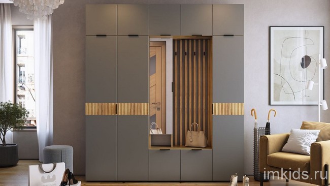 Шкаф платяной Бери (дуб крафт золотой графит 800x350x1826) Шкаф платяной Бери (дуб крафт золотой графит 800x350x1826)