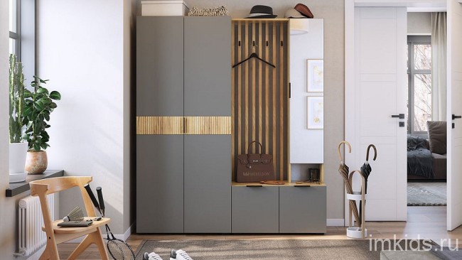 Шкаф платяной Бери (дуб крафт золотой графит 800x350x1826) Шкаф платяной Бери (дуб крафт золотой графит 800x350x1826)