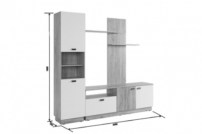 Набор для гостиной Моди К2 (дуб крафт золотой белое дерево  )