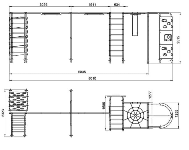 VERESK Уличный Детский комплекс "Радуга Плюс" с 2 качелями и башней