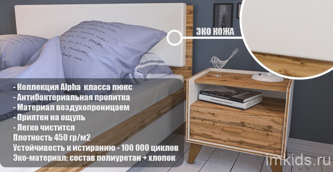 Кровать односпальная "Сканди" светлый