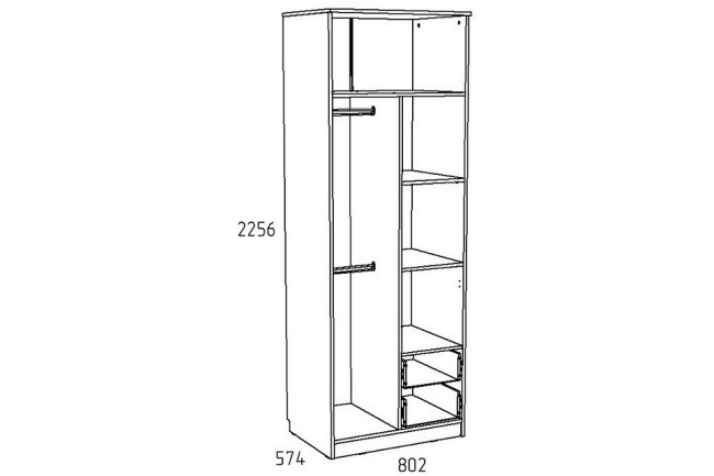 Шкаф платяной Акварель НМ 014.07 М (дуб сонома дуб сонома, капучино  802x574x2259)