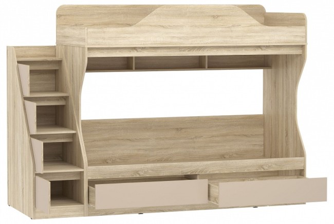 Кровать двухъярусная Акварель НМ 041.51 М2 (дуб сонома капучино  2378x848x1691)