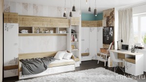 Гарнитур для детской Оксфорд ГН-139.002 (белый, ривьера белый, ривьера  )