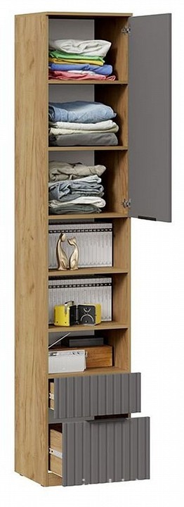 Шкаф комбинированный Хилтон Исп. 2 (дуб крафт золотой графит  450x428x2260)