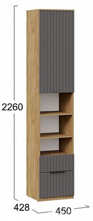 Шкаф комбинированный Хилтон Исп. 2 (дуб крафт золотой графит  450x428x2260)