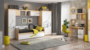 Гарнитур для детской Форсаж (белый с рисунком, дуб сонома белый с рисунком, дуб сонома  )