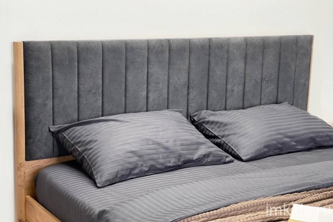 Кровать двуспальная Адам (дуб крафт золотой  грей алькантара 2074x1702x1005)