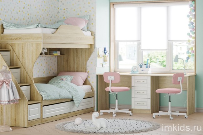 Стол письменный Оливия НМ 041.37 (дуб сонома белый  1900x600x750)