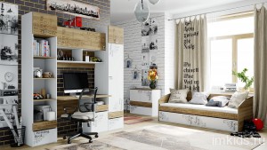 Гарнитур для детской Оксфорд ГН-139.003 (белый, ривьера белый, ривьера  )