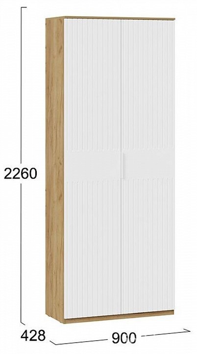 Шкаф платяной Хилтон Исп. 2 (дуб крафт золотой белый  900x428x2260)