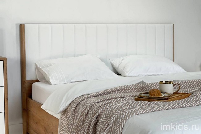 Кровать двуспальная Адам (дуб крафт золотой  белоснежный 2074x1702x1005)