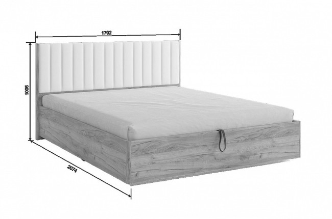 Кровать двуспальная Адам (дуб крафт золотой  белоснежный 2074x1702x1005)