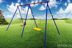 Качели дачные "Пионер 2" двойные качели цепные со спинкой + качели цепные