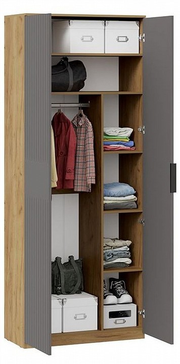 Шкаф платяной Хилтон Исп. 2 (дуб крафт золотой графит  900x428x2260)