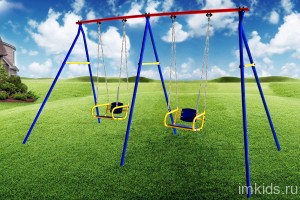 Качели дачные "Пионер 2К" двойные качели цепные со спинкой-2шт