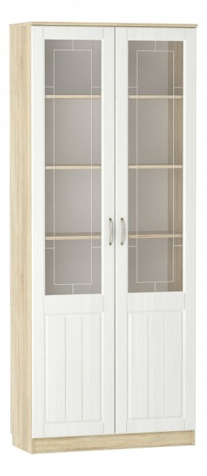 Шкаф-витрина Оливия НМ 040.62 Ф (дуб сонома дерево белое, неокрашенный  902x380x2198)