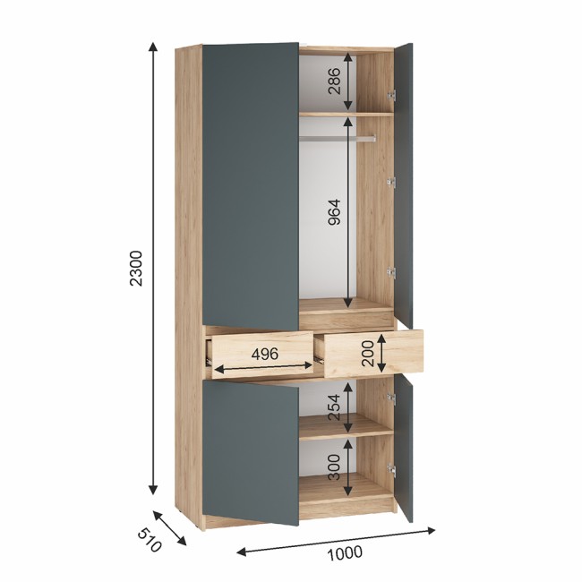 Шкаф распашной Стоуби ШК-1000 дуб крафт /графит Шкаф распашной Стоуби ШК-1000 дуб крафт /графит