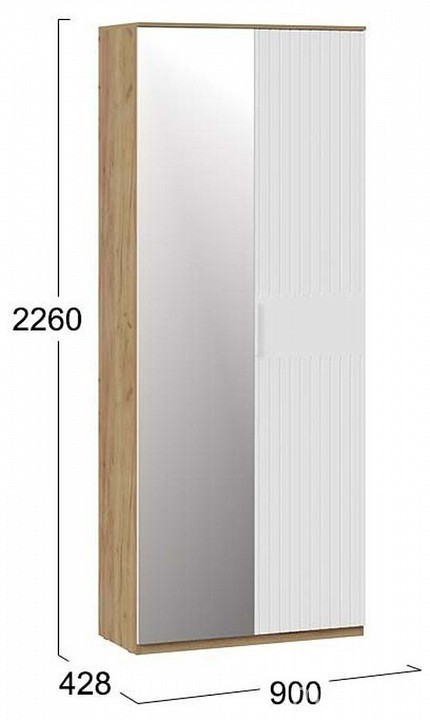 Шкаф платяной Хилтон Исп. 2.1 (дуб крафт золотой белый  900x428x2260)