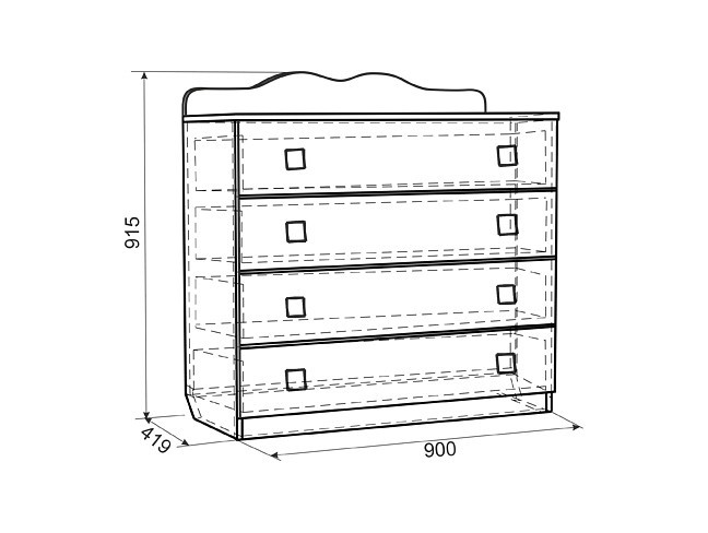 Комод Фэнтези MDF-06 (белый рамух белый рамух с рисунком  900x419x915)