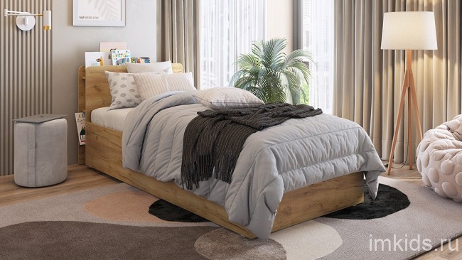 Кровать односпальная Юниор (дуб крафт золотой   2178x944x805)