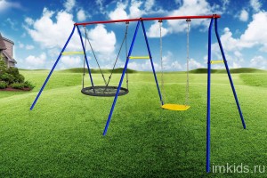 Качели дачные "Пионер 2КД" двойные качели цепные + качели "Паутина" 100 см PS-302