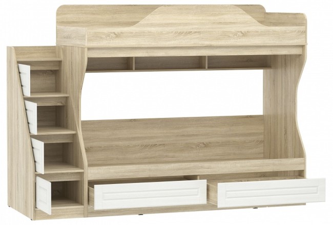 Кровать двухъярусная Оливия НМ 041.51 М1 (дуб сонома белый  2378x848x1691)