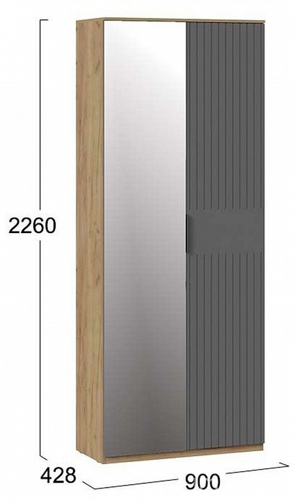 Шкаф платяной Хилтон Исп. 2.1 (дуб крафт золотой графит  900x428x2260)