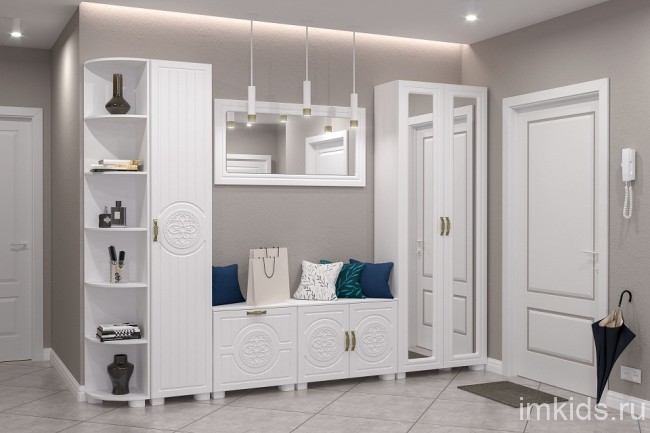 Шкаф для белья Монблан МБ-22К (белое дерево белое дерево  400x366x2200)