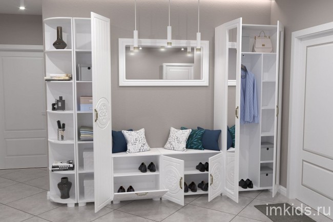 Шкаф для белья Монблан МБ-22К (белое дерево белое дерево  400x366x2200)