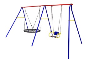 Качели дачные "Пионер 2КД" двойные качели цепные со спинкой+ качели "Паутина" 100 см PS-302