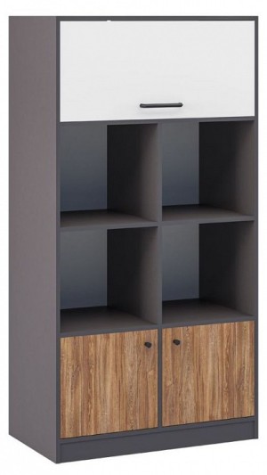 Шкаф комбинированный Мальма (графит белый, дуб стирлинг  850x450x1600)