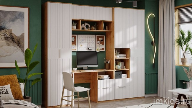 Полка навесная Хилтон (дуб крафт золотой белый  1102x324x328)