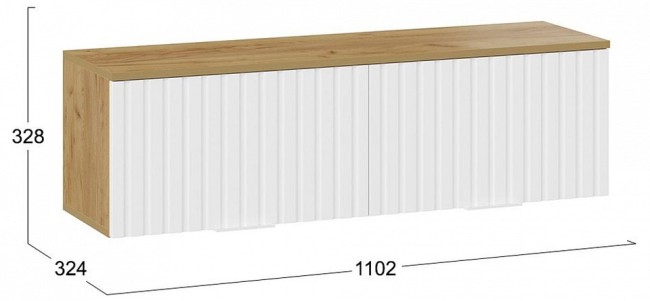 Полка навесная Хилтон (дуб крафт золотой белый  1102x324x328)