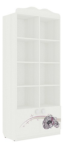 Стеллаж комбинированный Фэнтези MDF-03 (белый рамух белый рамух с рисунком  800x419x1905)