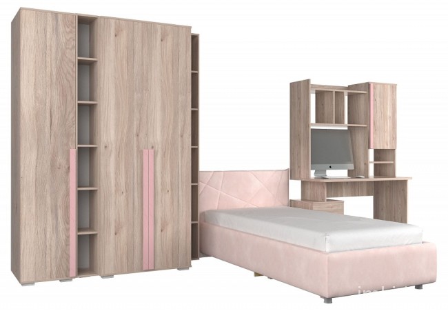 Гарнитур для детской Лайк К78 (дуб мария дуб мария, роуз нежно-розовый )
