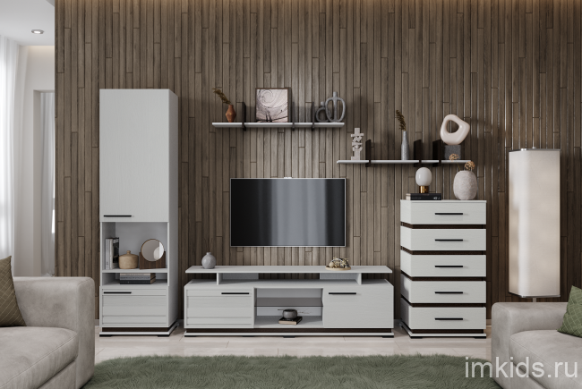 Шкаф-пенал Модена МШ-2, ясень анкор светлый/венге