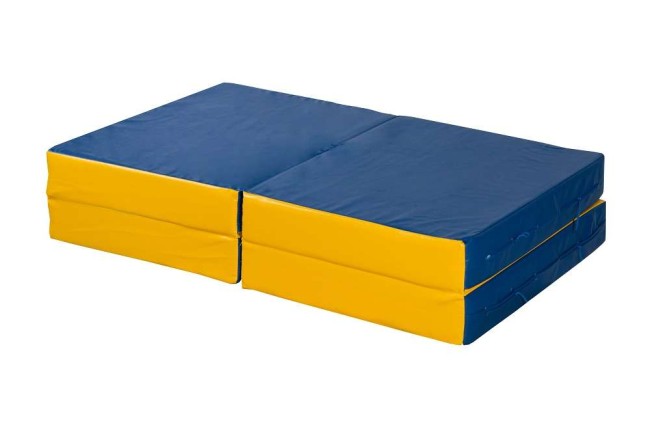 Мат № 11 (100 х 100 х 10) складной 4 сложения "KMSsport" сине/жёлтый Мат № 11 (100 х 100 х 10) складной 4 сложения "KMSsport" сине/жёлтый