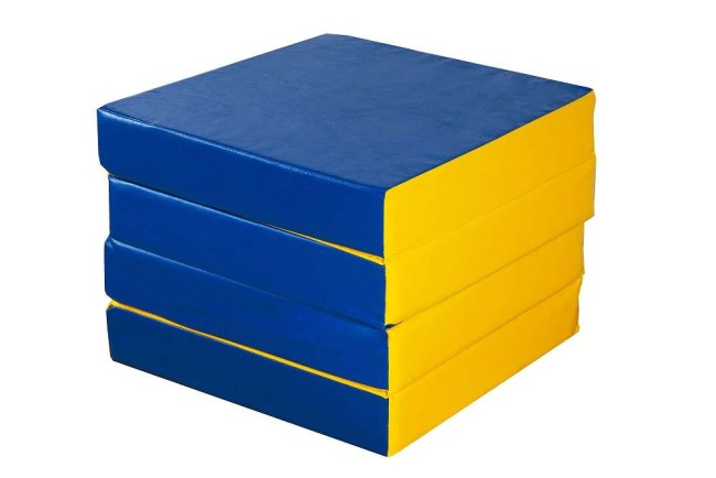 Мат № 11 (100 х 100 х 10) складной 4 сложения "KMSsport" сине/жёлтый Мат № 11 (100 х 100 х 10) складной 4 сложения "KMSsport" сине/жёлтый