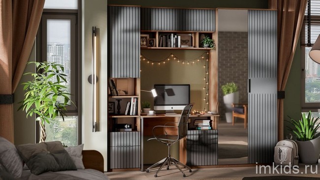 Полка навесная Хилтон (дуб крафт золотой графит  1102x324x328)