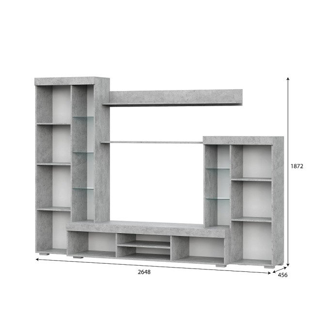 Стенка в гостиную МГС 5, цемент светлый/белый Стенка в гостиную МГС 5, цемент светлый/белый