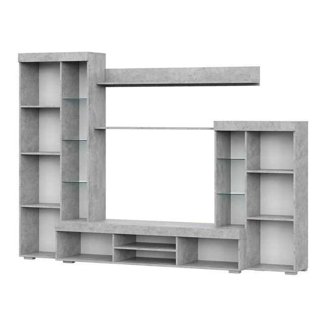 Стенка в гостиную МГС 5, цемент светлый/белый Стенка в гостиную МГС 5, цемент светлый/белый