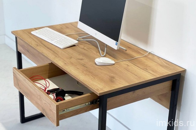 Стол письменный Юниор (дуб крафт золотой, черный муар дуб крафт золотой  1100x580x750)