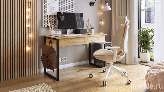 Стол письменный Юниор (дуб крафт золотой, черный муар дуб крафт золотой  1100x580x750)