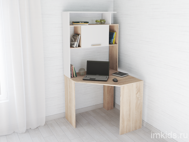 Стол компьютерный Квартет-12, дуб сонома/белый