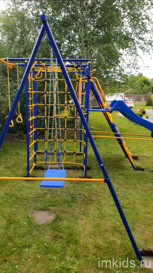 Комплект игрового комплекса Вереск "Модель № 3 с горкой +  паутина + скаладром", качели доска