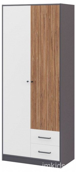 Шкаф платяной Мальма (графит белый, дуб стирлинг  840x450x2000)