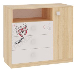 Комод Энерджи (дуб сонома белый с рисунком, дуб сонома  900x425x810)