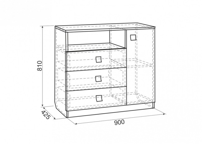 Комод Энерджи (дуб сонома белый с рисунком, дуб сонома  900x425x810)